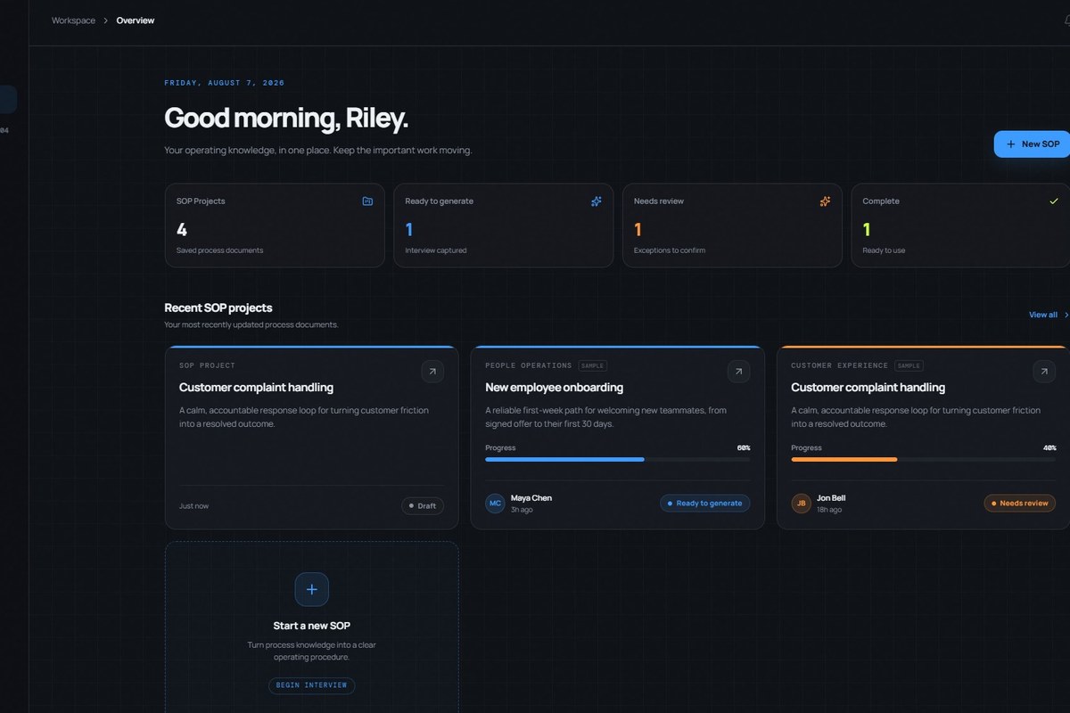 ProcessKit, an AI tool that interviews you about a process and produces a clean SOP
